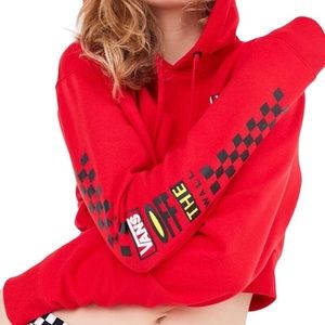Vans Off The Wall Crop Top Red Hoodie Size Small Skater Streetwear